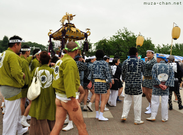 Traditional happi and fundoshi wearing at Japanese festival, Tokyo Traditional happi and fundoshi wearing at Japanese festivals, Tokyo