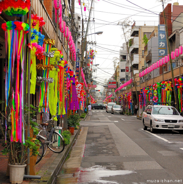 Tanabata decorations, Kappabashi Street, Asakusa, Tokyo Tanabata decorations, Kappabashi Street, Asakusa, Tokyo