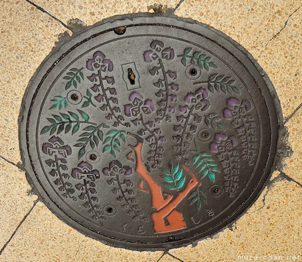 Kurashiki Wysteria Manhole Cover, Kurashiki Kurashiki Wysteria Manhole Cover, Kurashiki