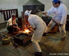 Sword making demonstration at Bizen Osafune Sword Museum