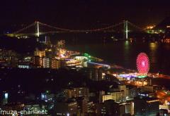 Bird's-eye night view over the Kanmon Straits