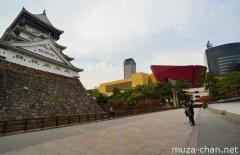 Kokura castle and RiverWalk Kitakyushu wide angle photo