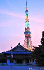 Zojo-ji and Tokyo Tower dusk view